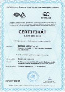 Certifikát ČSN EN ISO 9001:2016